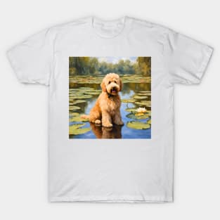 Goldendoodle on Lily Pond Impressionism T-Shirt